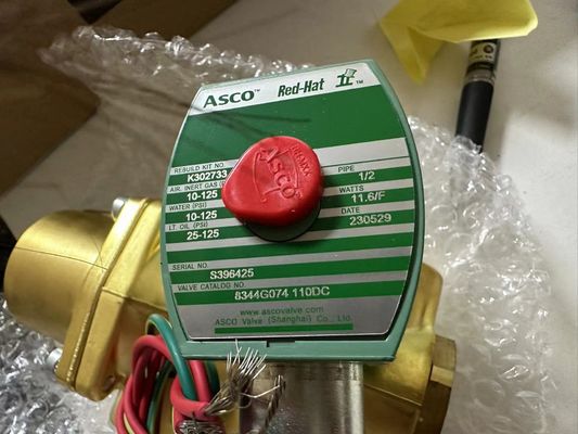 8344G074 110V Emerson ASCO Σολενοειδής βαλβίδα 4 οδοι 1/2 " NPT Single Solenoid Brass Body