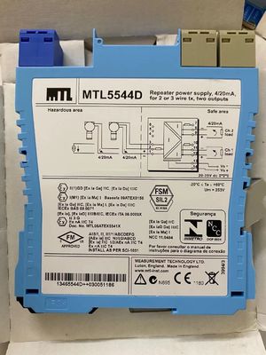 MTL5544D Επαναλαμβανόμενη τροφοδοσία MTL Instruments 4/20ma Για 2 ή 3 αγωγούς μεταδότες Δύο εξόδους