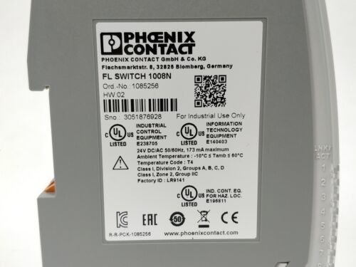 FL SWITCH 1008N 1085256 Βιομηχανικός διακόπτης Ethernet με επίπεδο προστασίας IP54 και σταθερή κυψέλης 0,05 cm-1