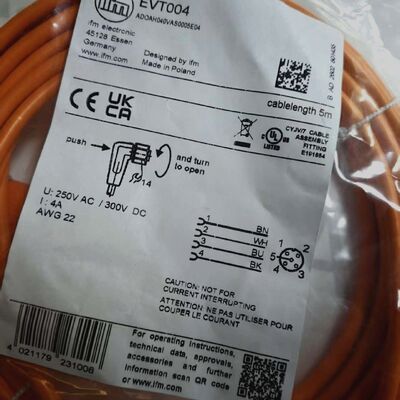 Καλώδιο σύνδεσης IFM EVT004 M12 γωνιακό θηλυκό
