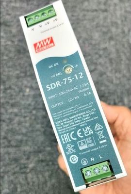 MW Μέσο πηγάδι SDR-75-12 12V 6.3A 75W Μία έξοδος Βιομηχανική τροφοδοσία ηλεκτρικής ενέργειας DIN Rail